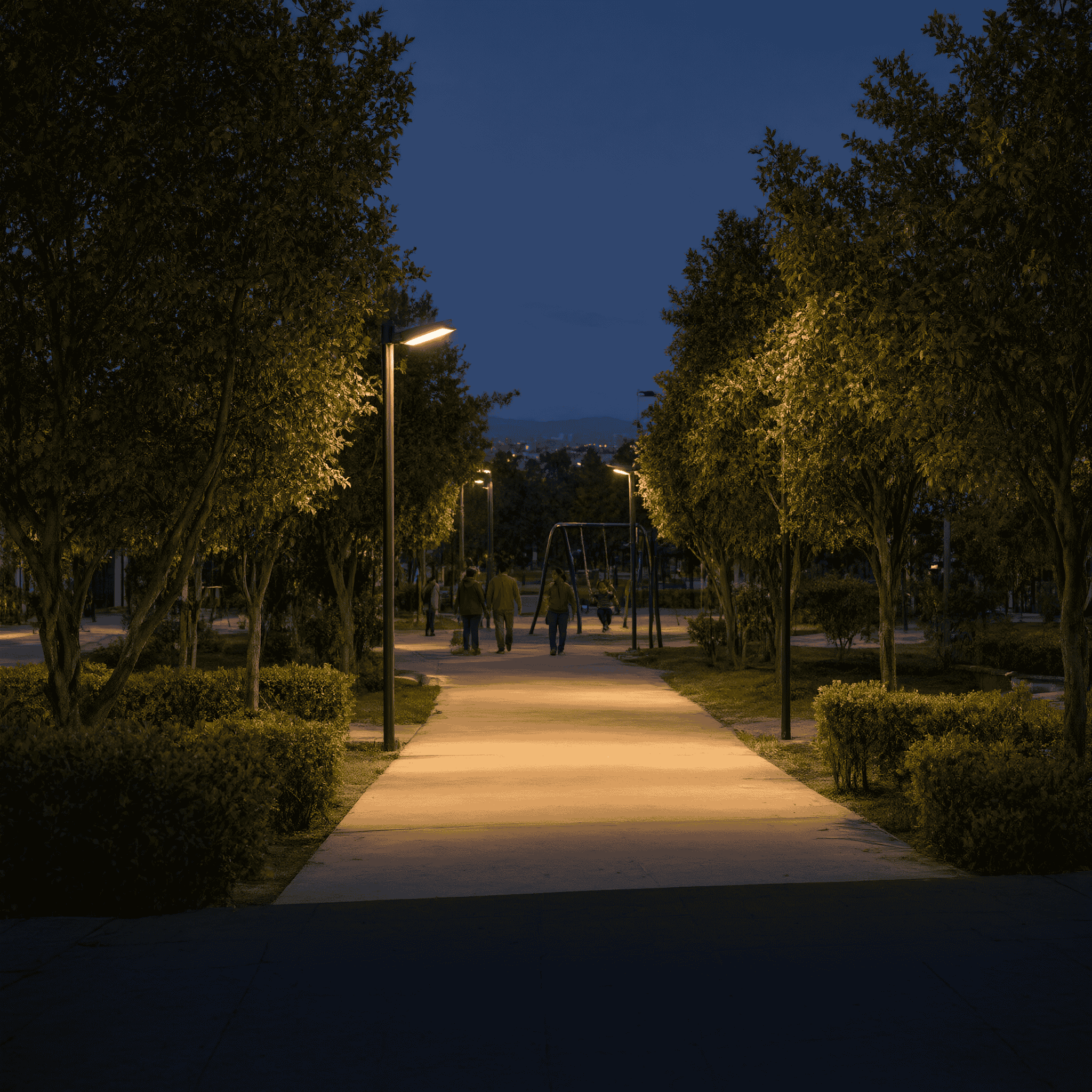 Parque vecinal recién mantenido en una colonia de Venustiano Carranza con luminarias nuevas